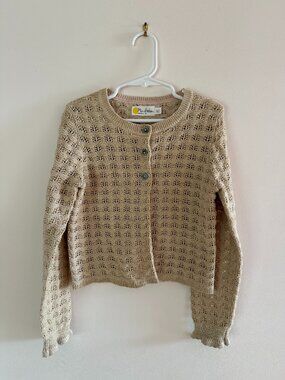 Mini Boden Ivory/Gold Cardigan Sweater 6-7Y